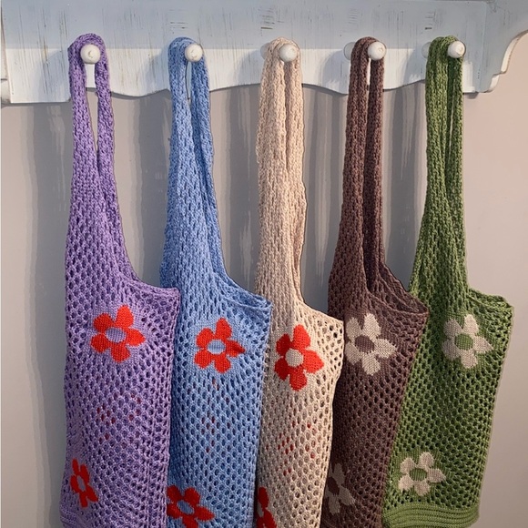⭐️SALE ~‎ 1 left⭐️ Mesh Tote Bag Khaki & Cream Floral ~ New - Picture 2 of 9
